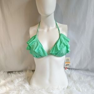 The Bikini Lab Teal Ruffle Swim Top NWT